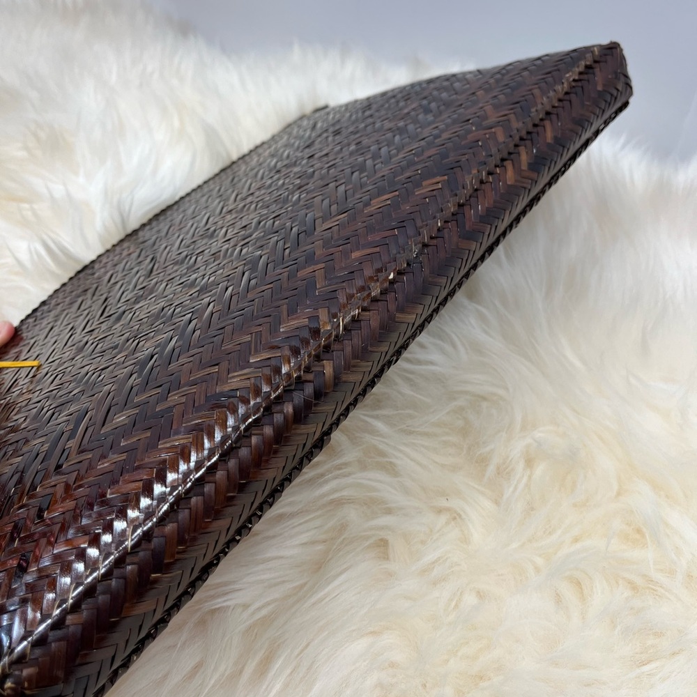 Vintage Woven Straw /Raffia and Snake Skin Zip Top Extra Large Clutch - Picture 4 of 17